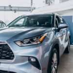 Automobile details close up of new car